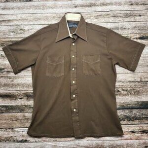 Sears Vintage Men's Size 16 Medium Polyester  Button Down Either Shirt #1319